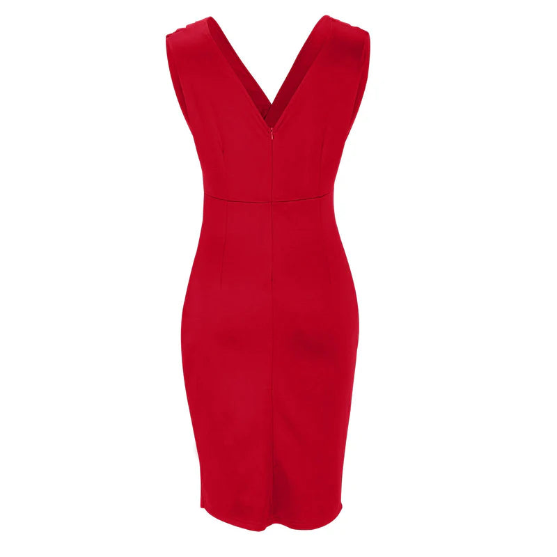 BRENDA | Fitted V-Neck Dress with Slit