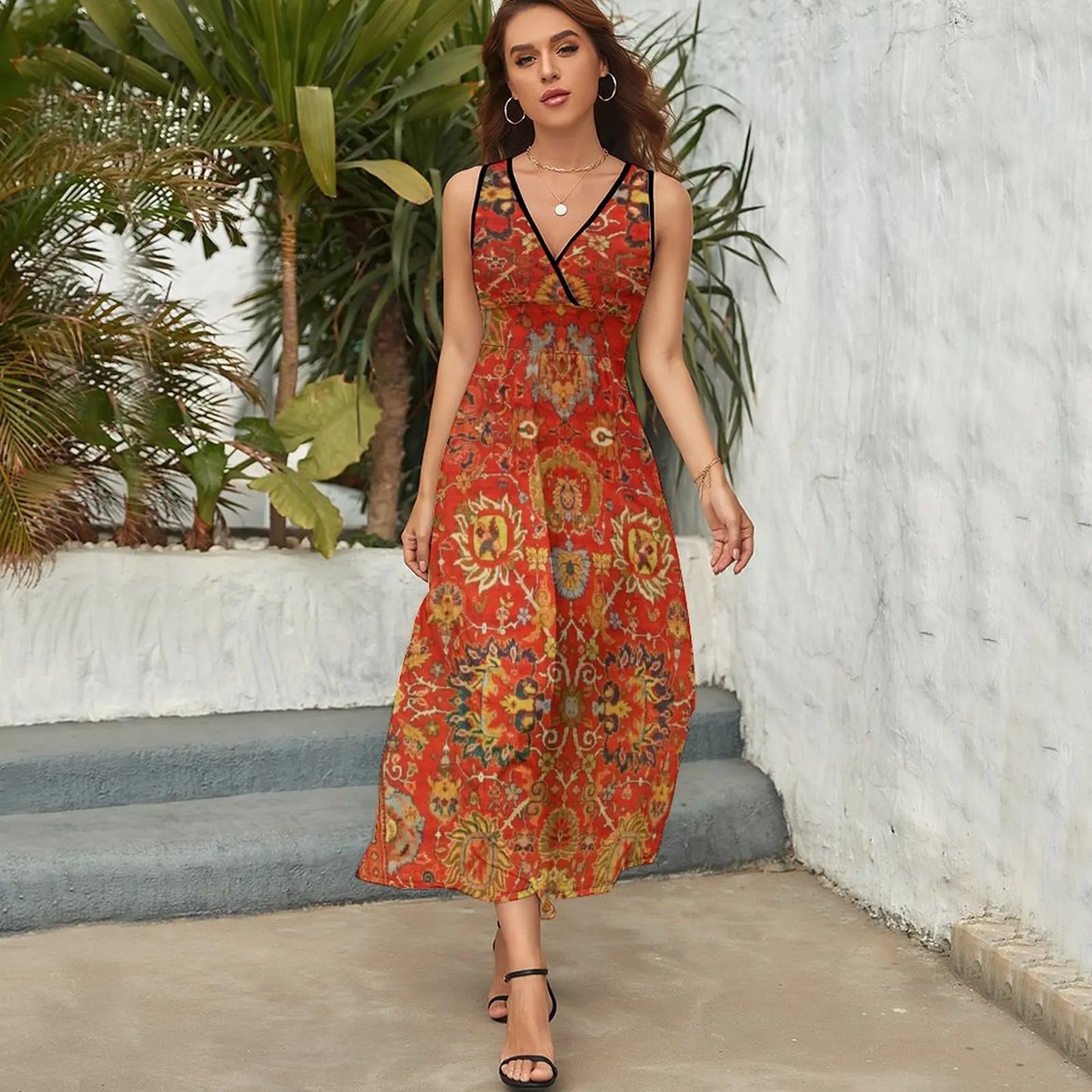 Women’s 2025 Summer Persian Print Sleeveless Dress