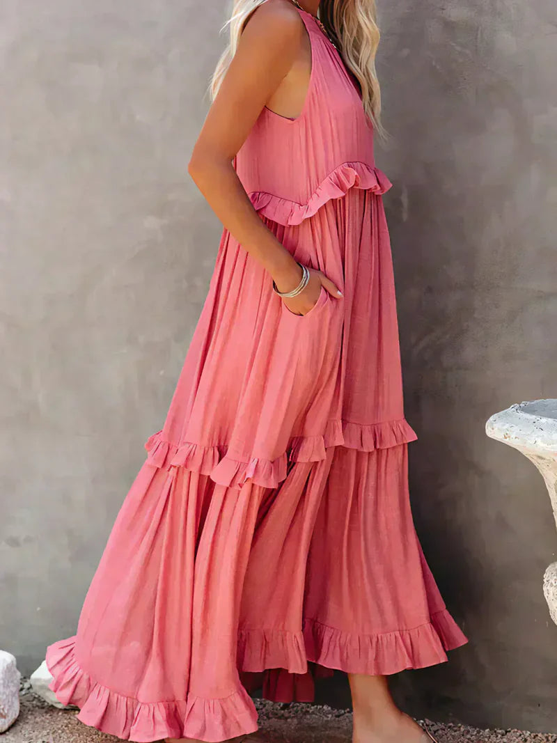 ANETA | Elegant sleeveless dress with ruffles