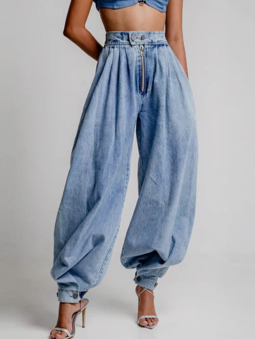 AGATA | Balloon Cotton High Waist Trousers