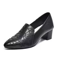 Soft Leather Embroidered Pumps