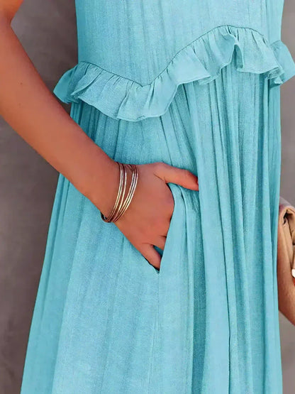 ANETA | Elegant sleeveless dress with ruffles