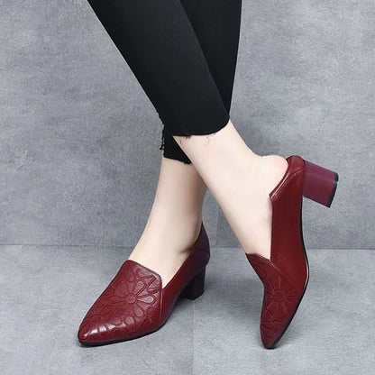 Soft Leather Embroidered Pumps