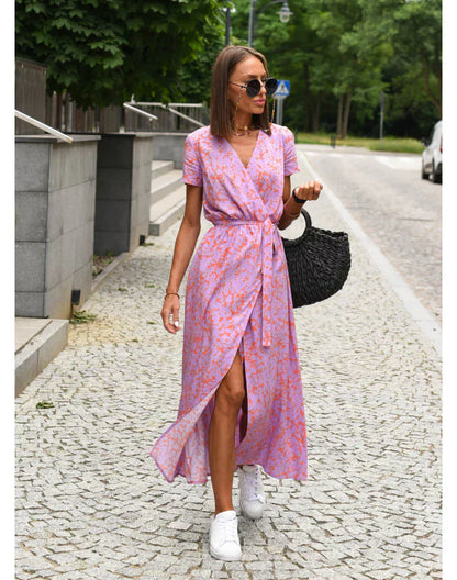 EVA | Elegant V-Neck Dress with Midriff Coverage